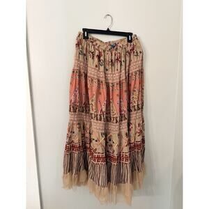 Vtg Phool Tiered Maxi Skirt Sz L Whimsigoth Fairy Grunge Peasant Festival